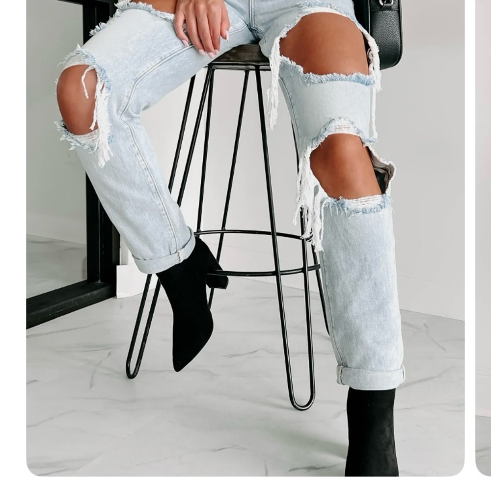 NanaMacs Blue Boyfriend Jeans Distressed Relaxed Fit